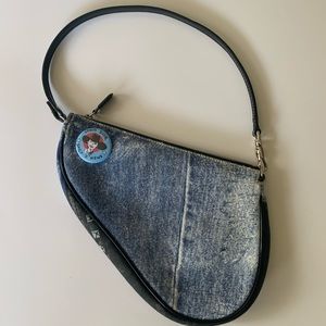 Christian Dior Denim Print Mini Saddle Bag